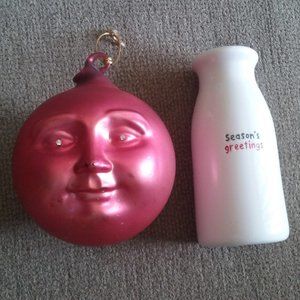 Vintage Dept. 56 Frosted Face Ornament + Bottle